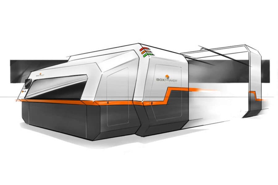 Machine design concept sketch, Box cutting machine