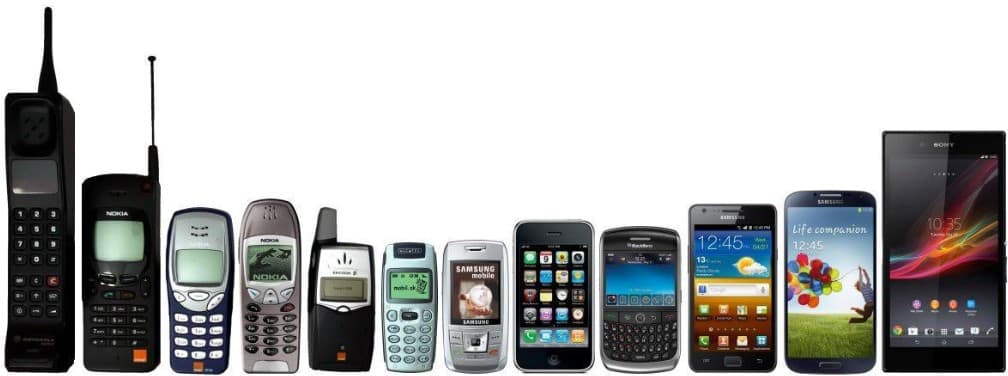 Figuur 1. Evolutie van de mobiele telefoon +/- 1990~2013. Design